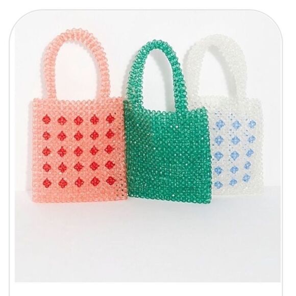 NEW FREE PEOPLE BEADED MINI TOTE CLEAR - Picture 1 of 3